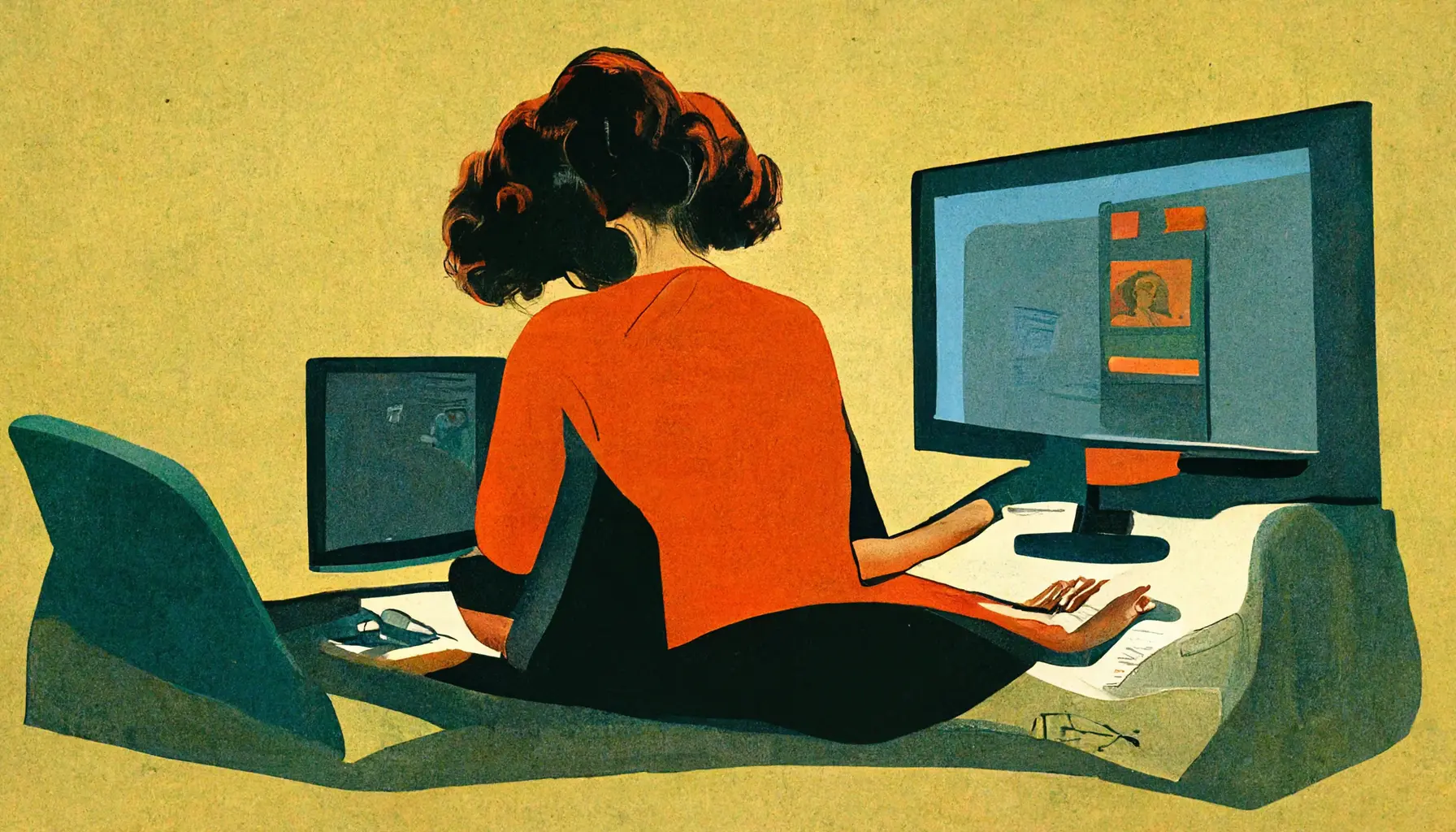 a woman working at computer