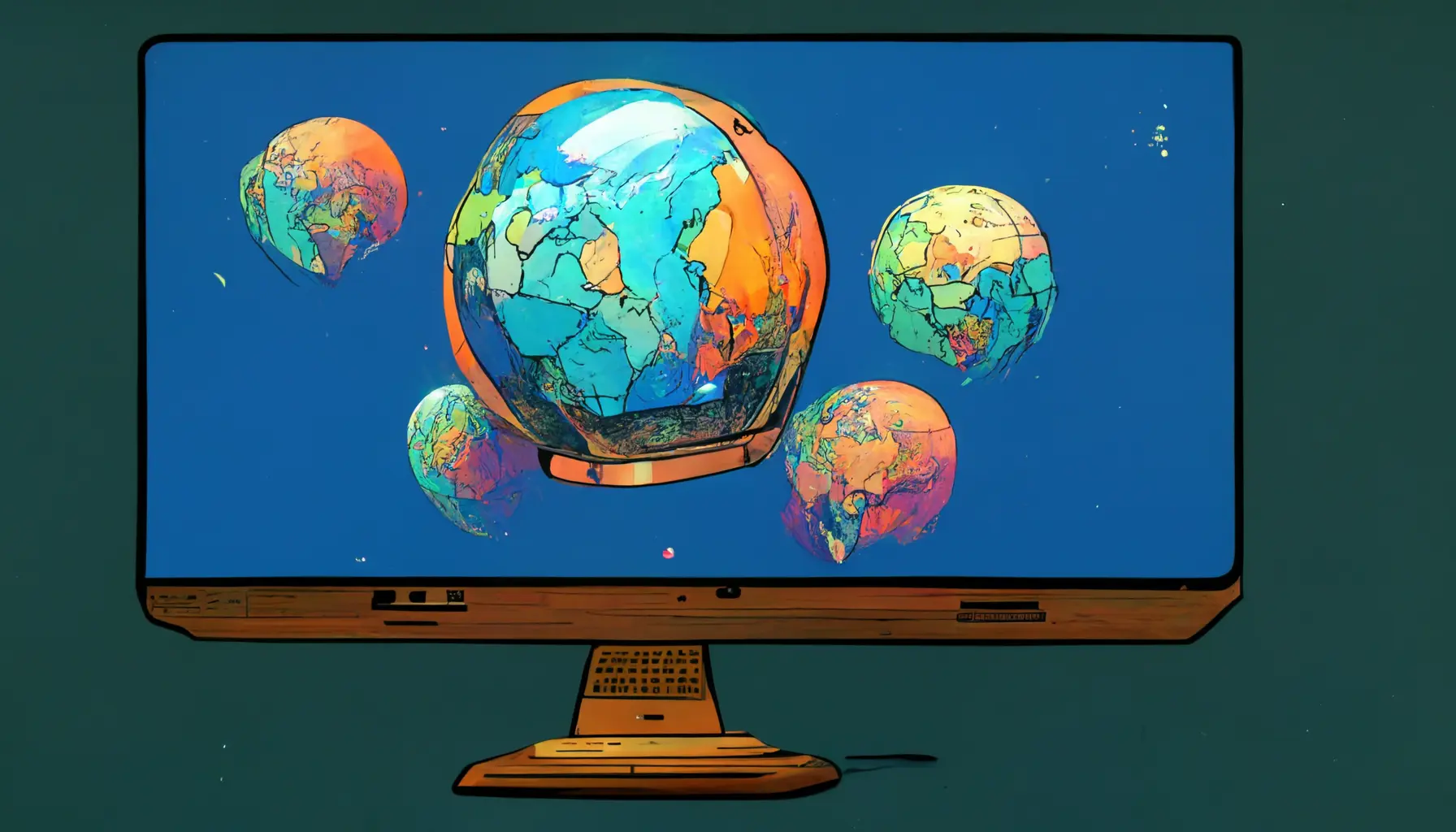 Computer with earth on it